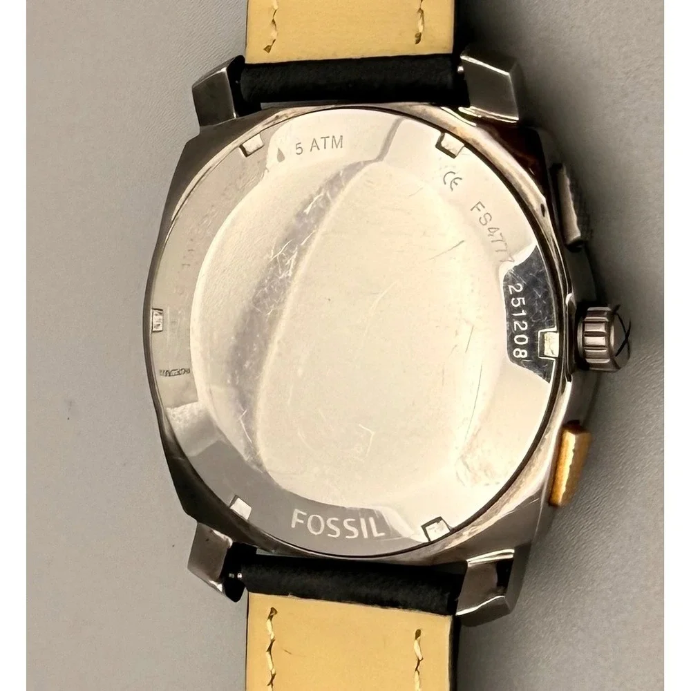 Fossil‎ FS4777 Oversized 45mm Gunmetal Watch New Crystal Leather Band